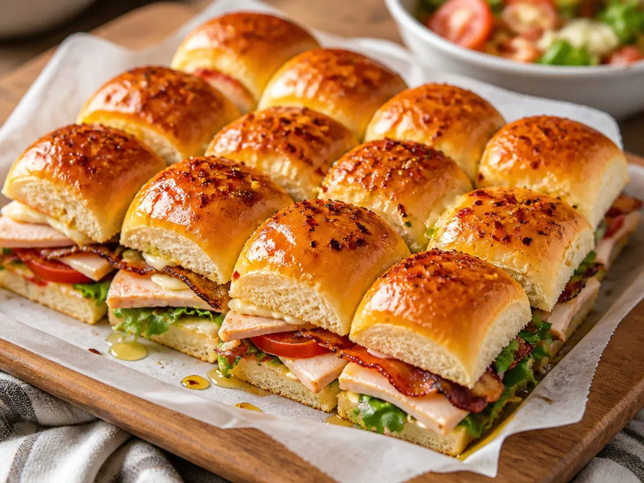 Ingredients for Hawaiian roll sliders and a classic club sandwich laid out side by side