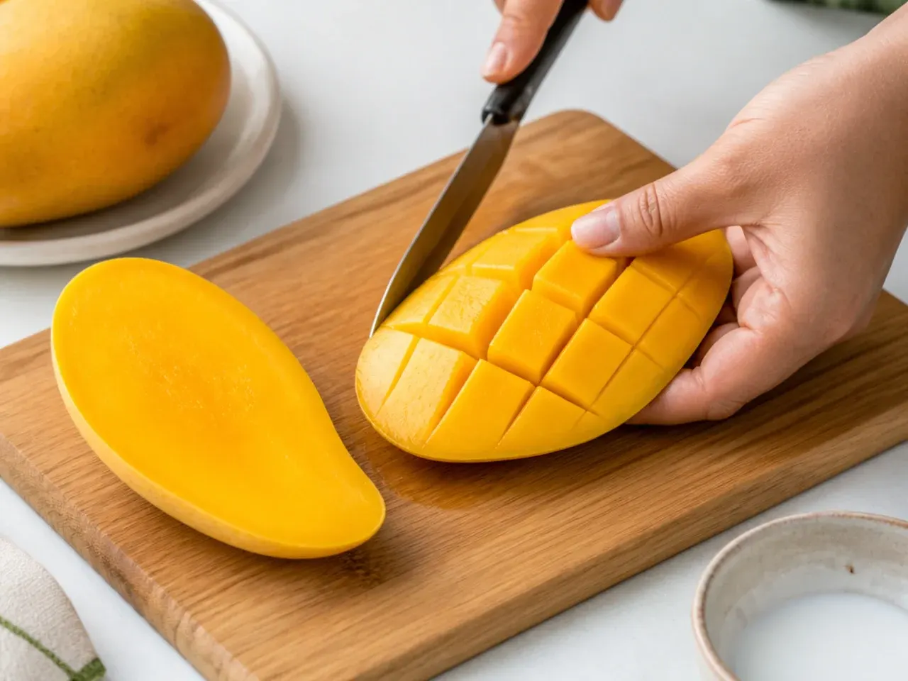 coconut mango sticky rice — step 6: prepare the mango