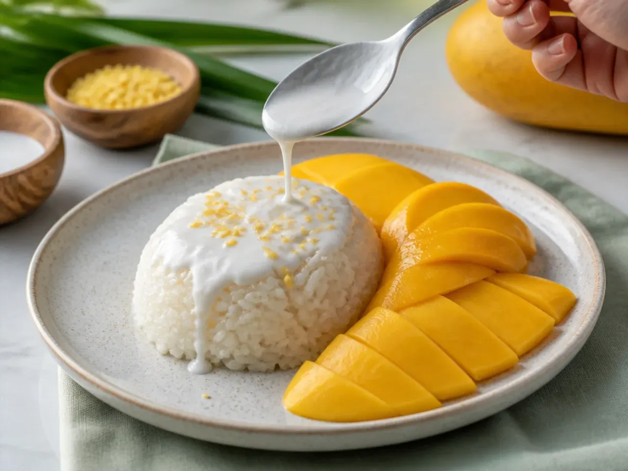 coconut mango sticky rice — step 7: assemble and serve