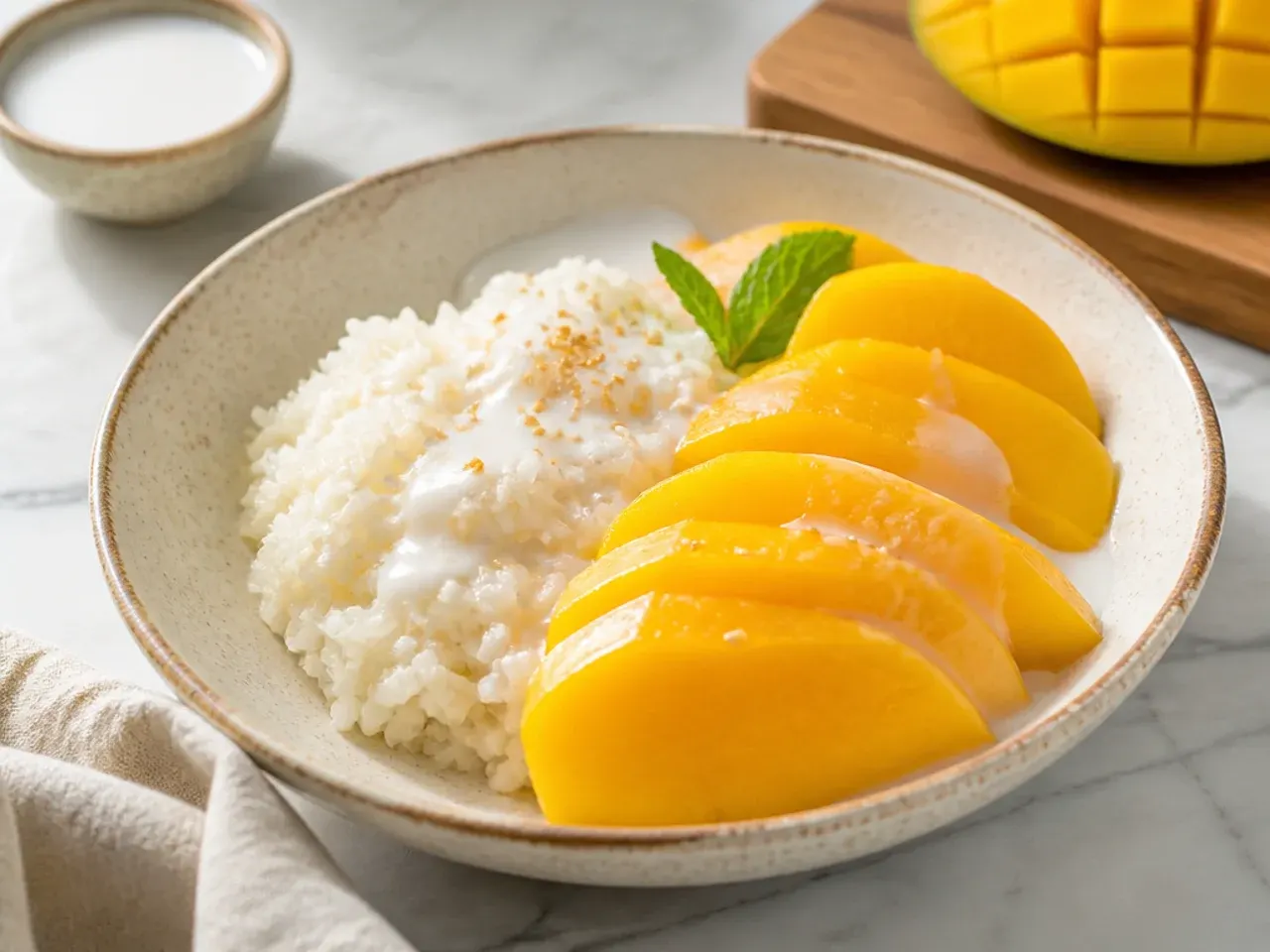 coconut mango sticky rice — easy 20-minute microwave coconut mango sticky rice