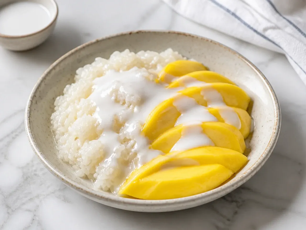 coconut mango sticky rice — minimal two-ingredient coconut sticky rice bowls