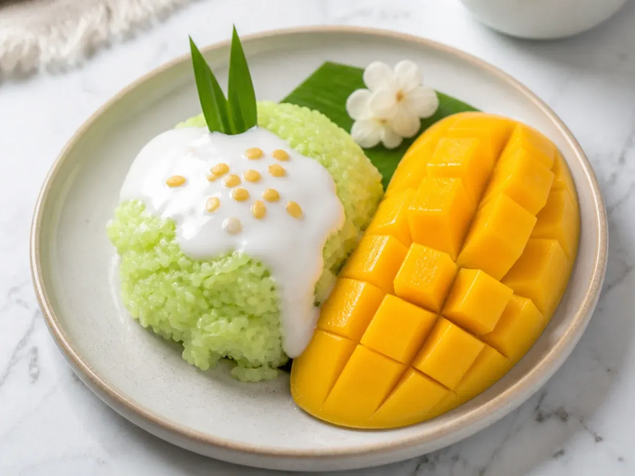 coconut mango sticky rice — classic pandan-infused coconut mango sticky rice