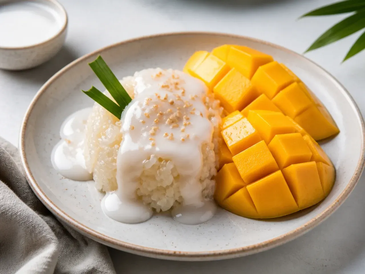 coconut mango sticky rice — easy rice cooker coconut mango sticky rice