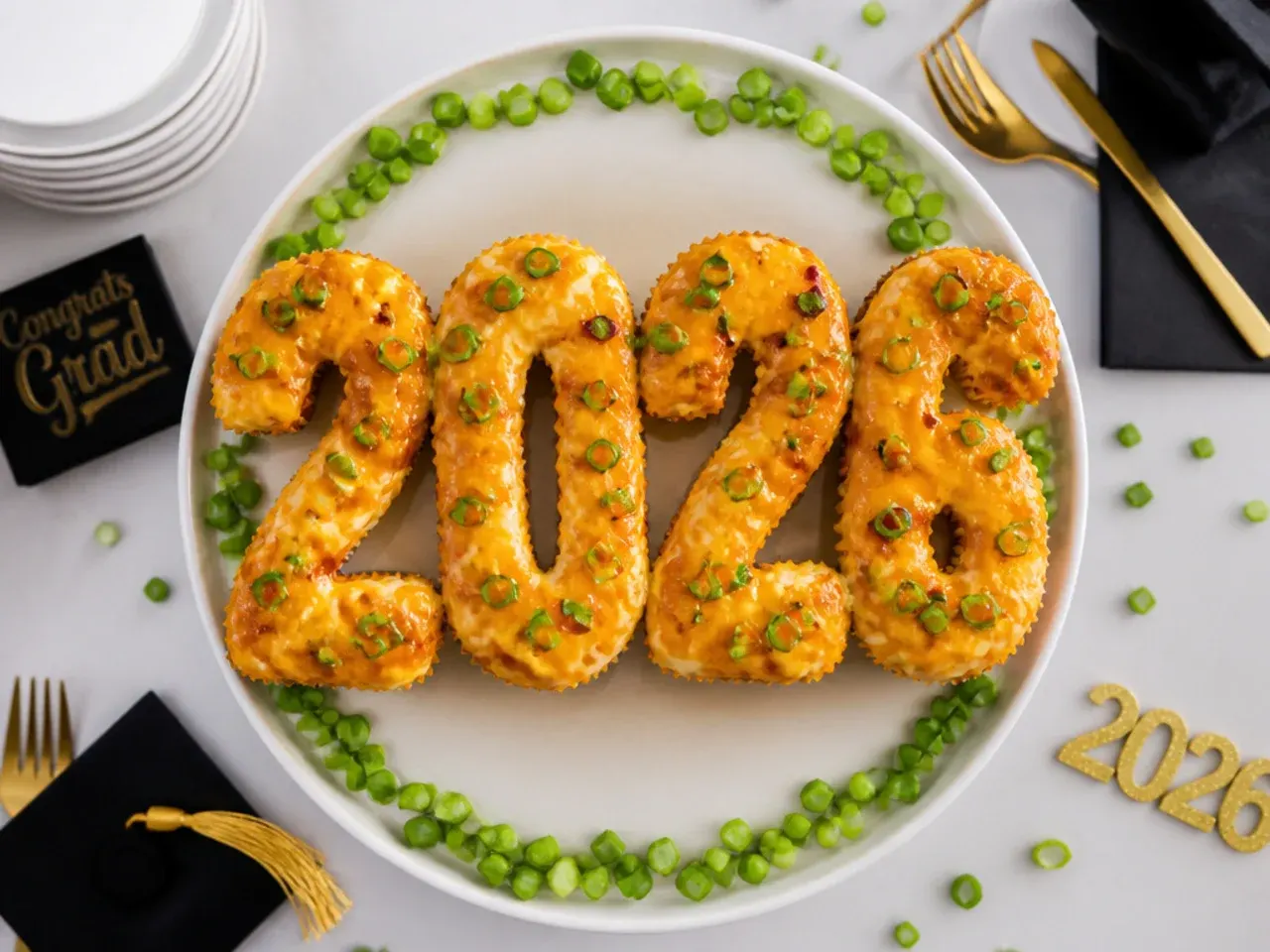 Cupcakes arranged in the shape of the number 2026 on a large board