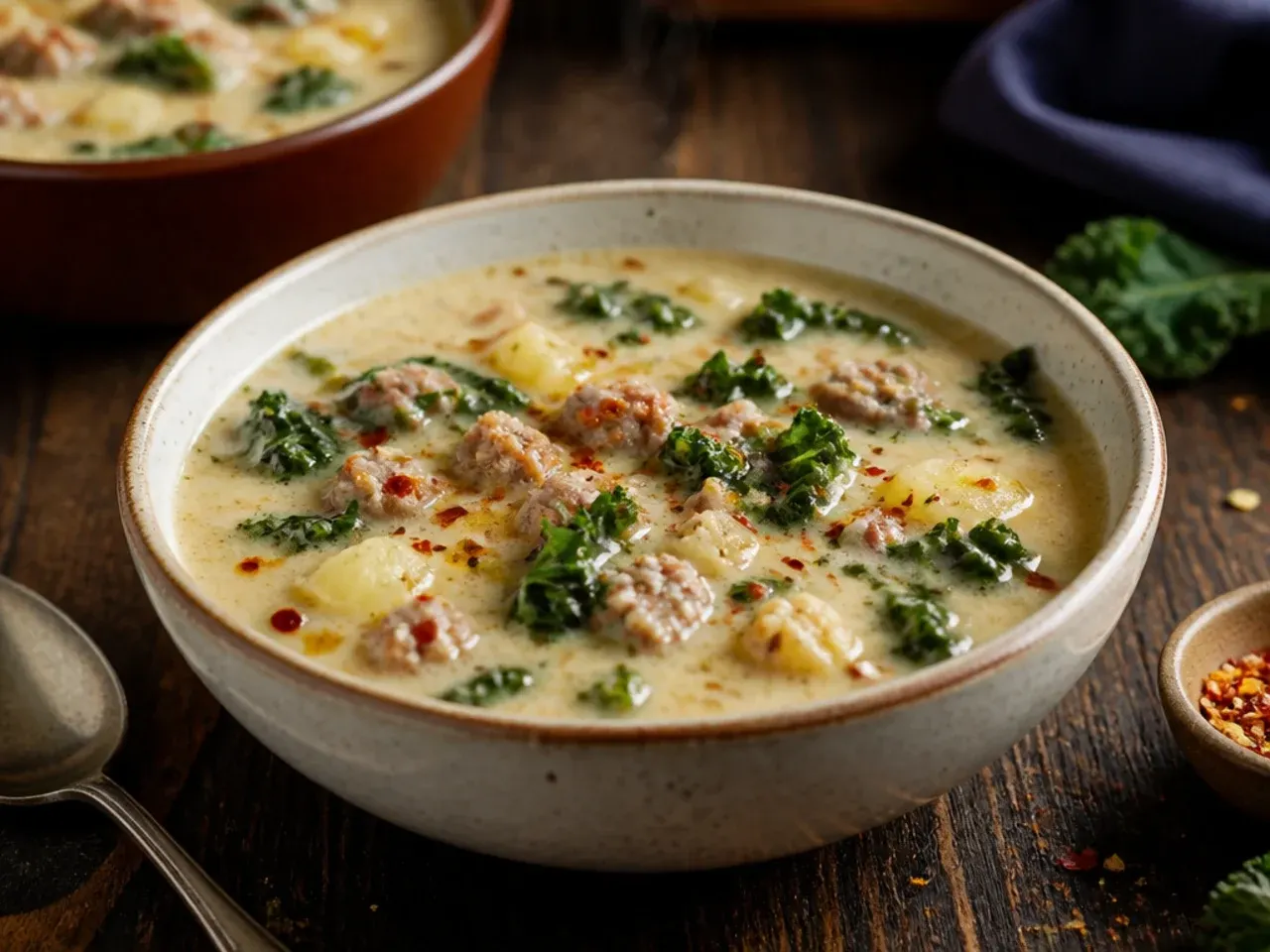 Ingredients for zuppa toscana soup laid out with a receipt showing the cost breakdown