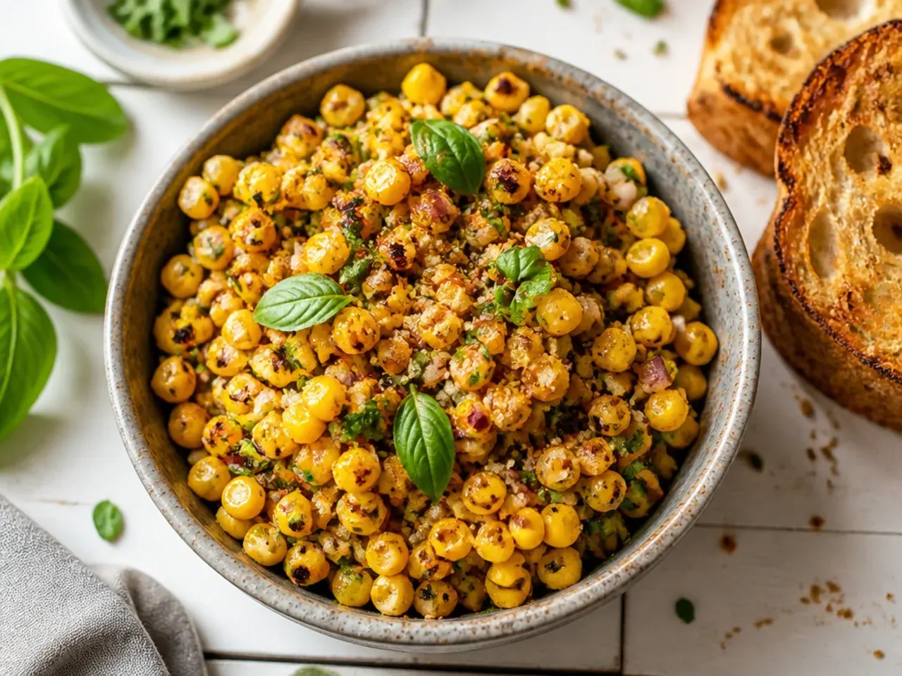 Smoky chipotle corn salsa spooned over grilled steak tacos.