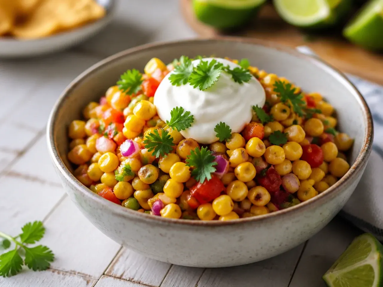 Bowl of corn kernels being microwaved with a small amount of water.