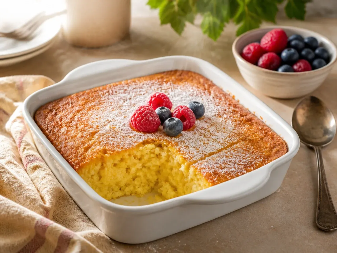 Three simple ingredients for corn casserole: muffin mix, creamed corn and yoghurt