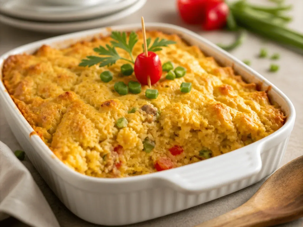Fresh corn cobs and homemade cornmeal batter for from-scratch cornbread casserole
