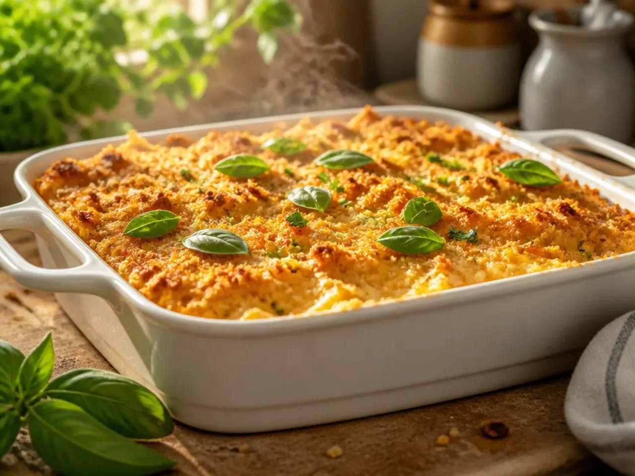 A spoon lifting a creamy, custard-like portion of cream cheese cornbread casserole