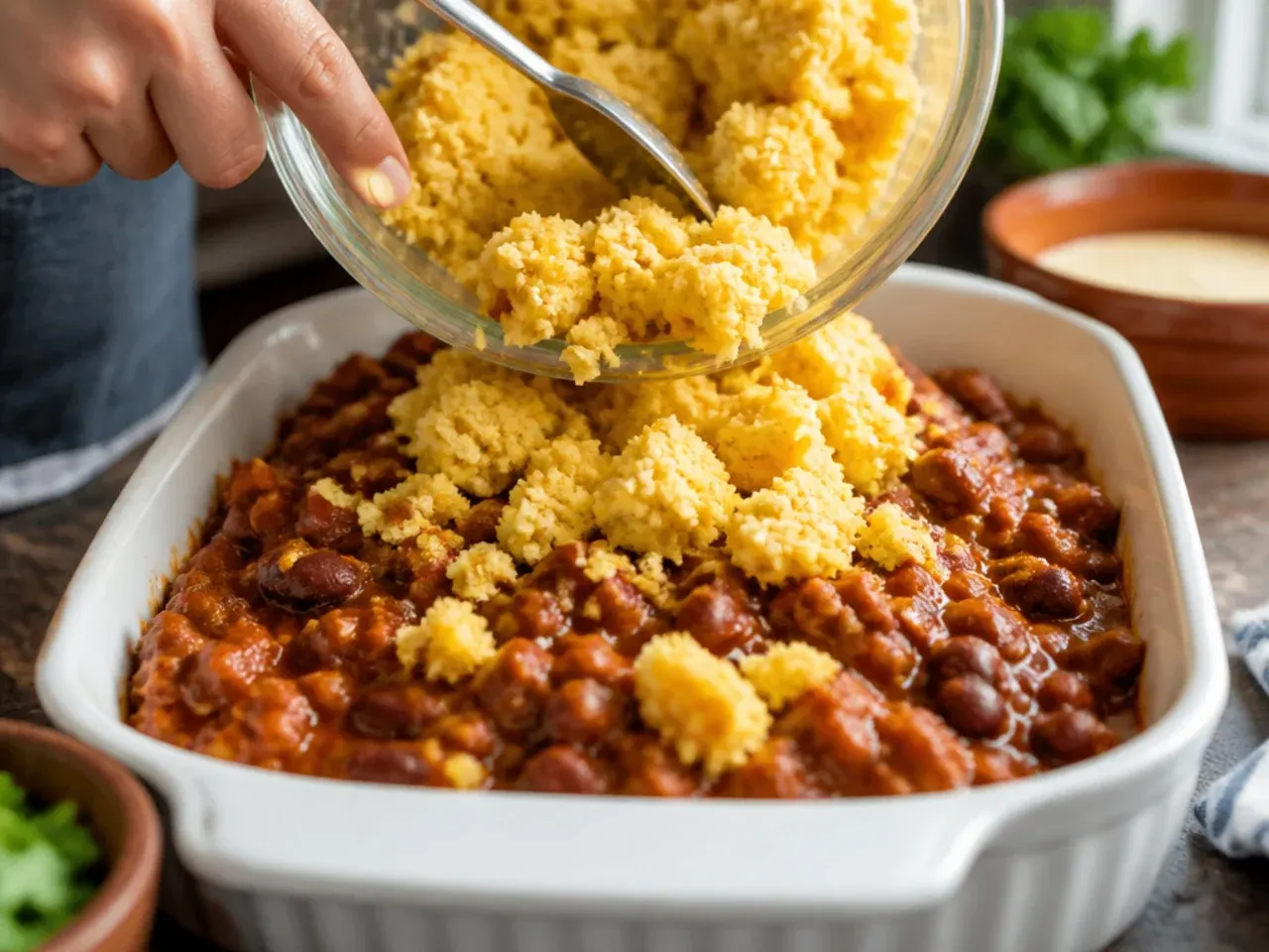 cornbread chili casserole recipe step 5