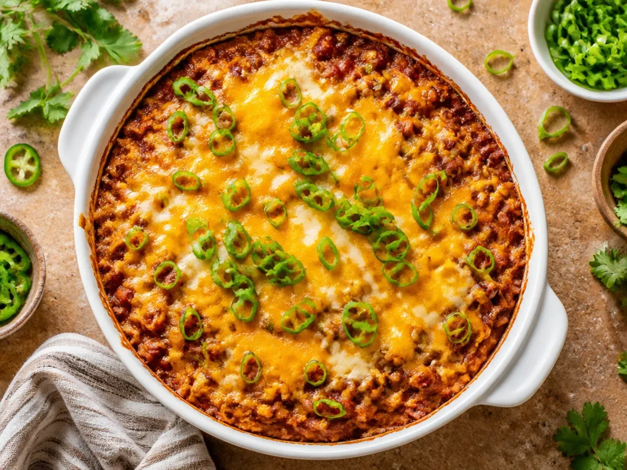 Budget-friendly cornbread chili casserole made with lentils and beans