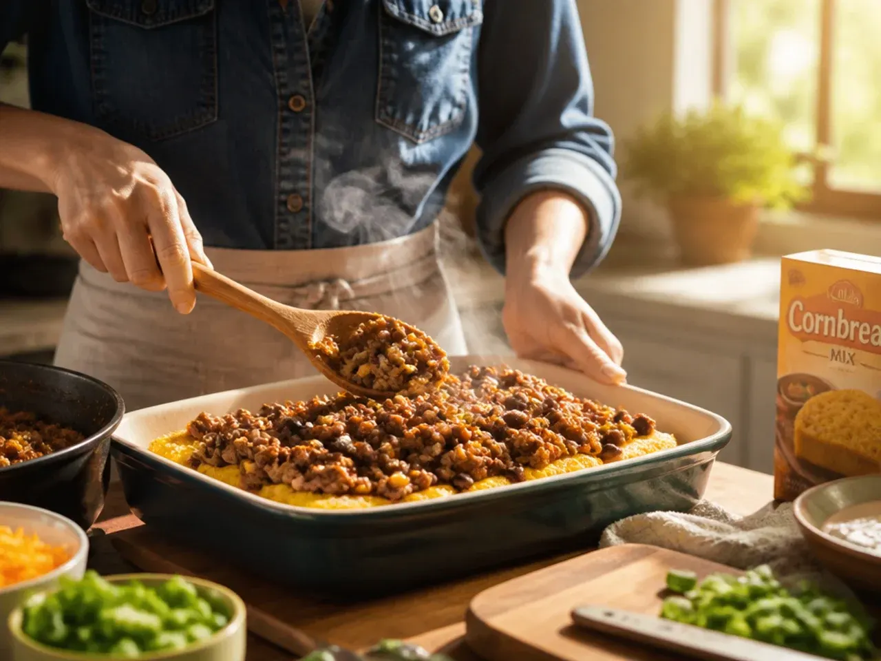 cowboy casserole cornbread recipe step 1
