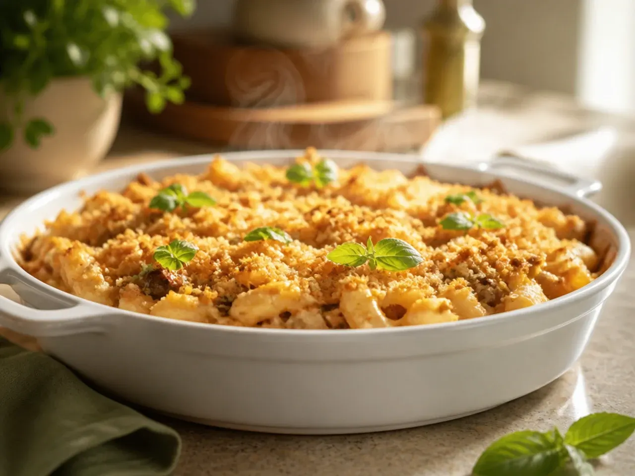 Creamy cowboy casserole crockpot with soured cream stirred through the sauce