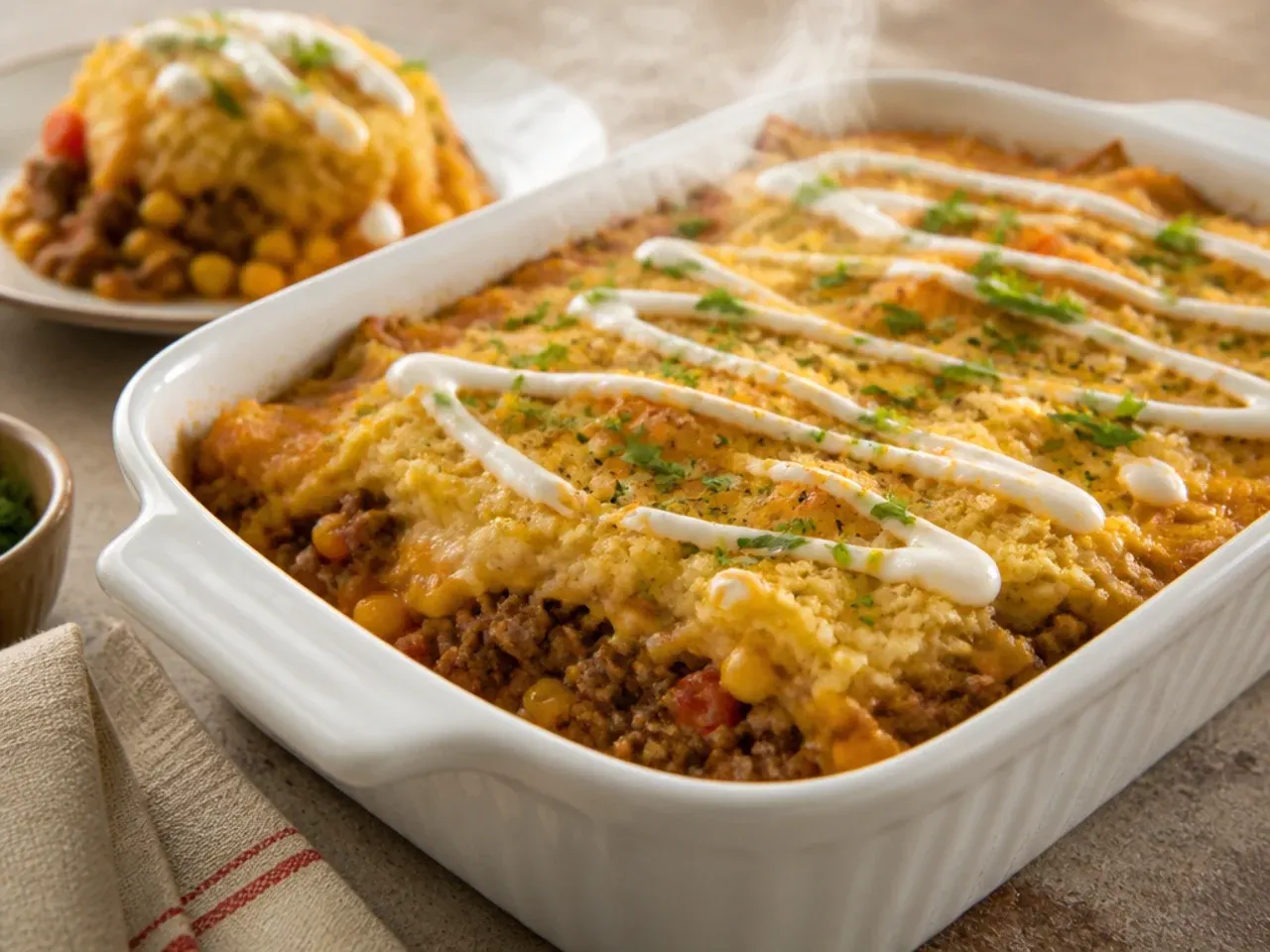 A container of beef filling and a bag of cornbread batter being labelled for the freezer