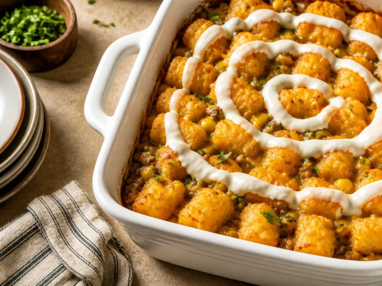 A quick-prep cowboy casserole tater tots dish ready in under 30 minutes