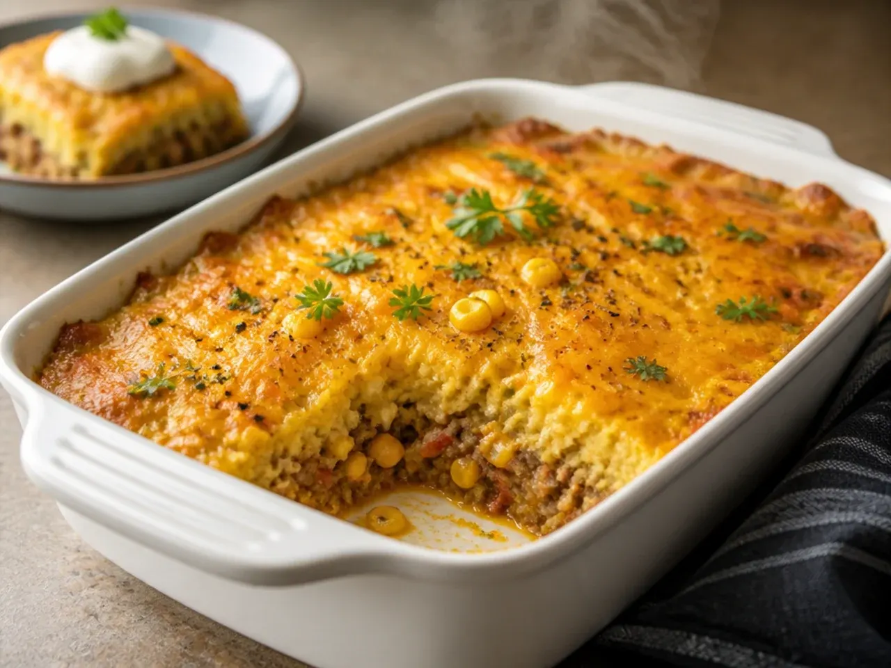 Party-sized cowboy cornbread casserole muffins on a serving tray