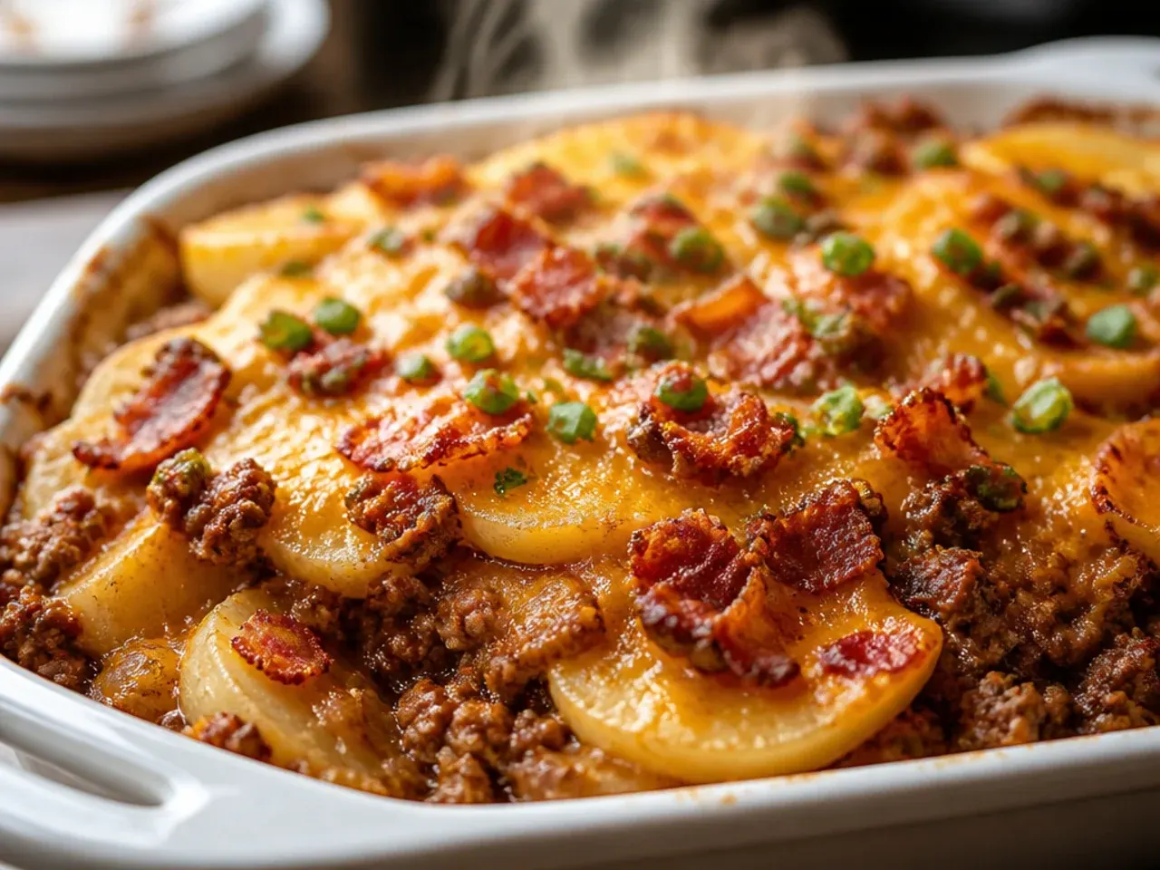Cozy cowboy meatloaf and potato casserole with garlicky mashed potato topping