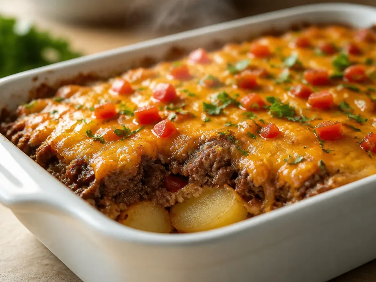 Make-ahead cowboy meatloaf and potato casserole covered and ready for the fridge or freezer