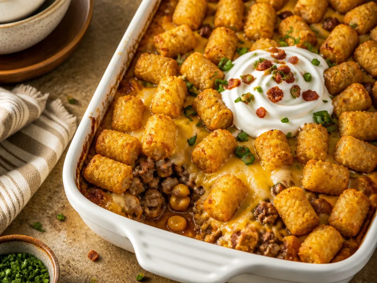 Quick weeknight cowboy tater tot casserole ready in under 30 minutes