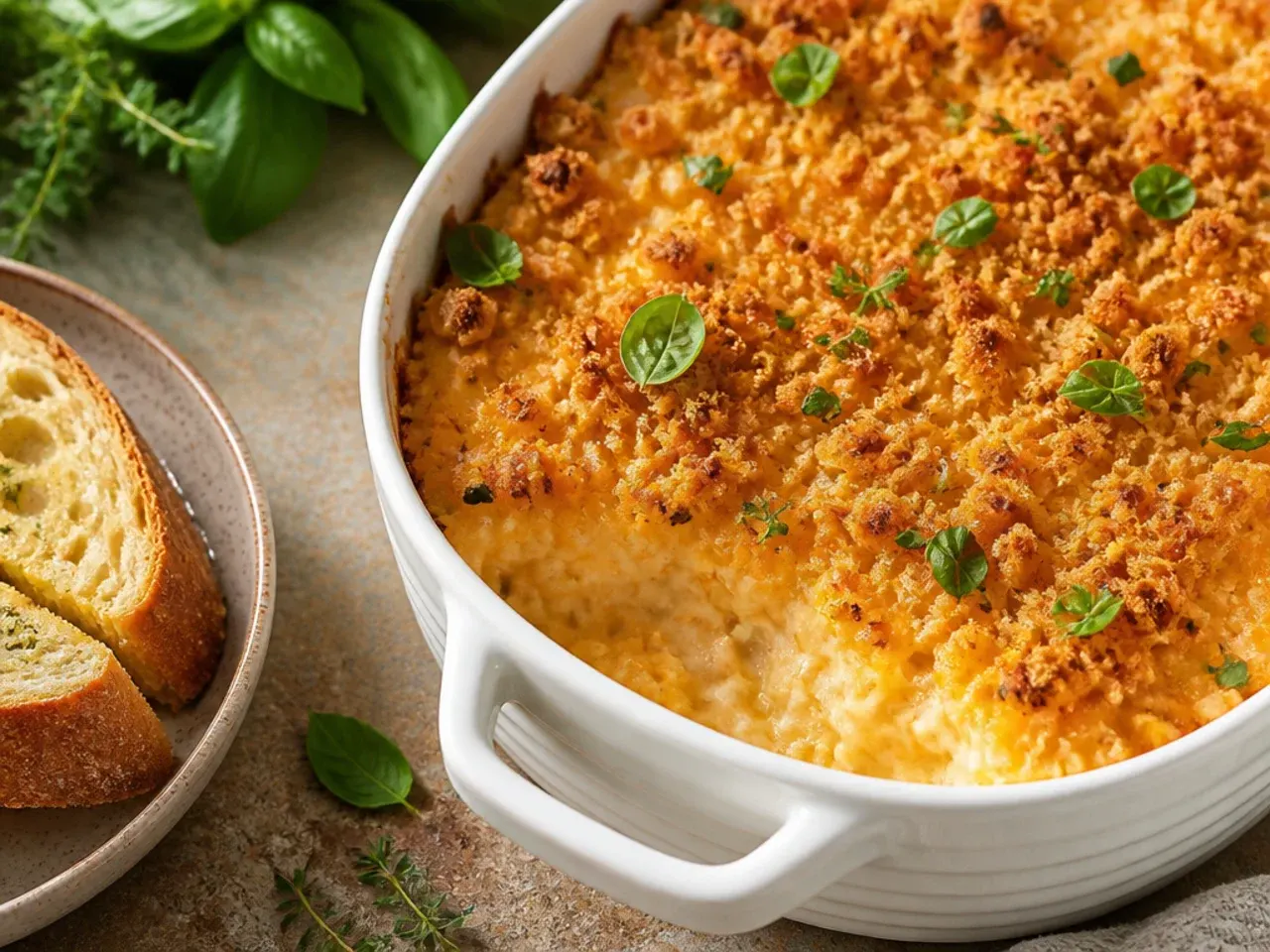 Extra crispy cornflake-topped hashbrown casserole with a thick golden crunchy layer