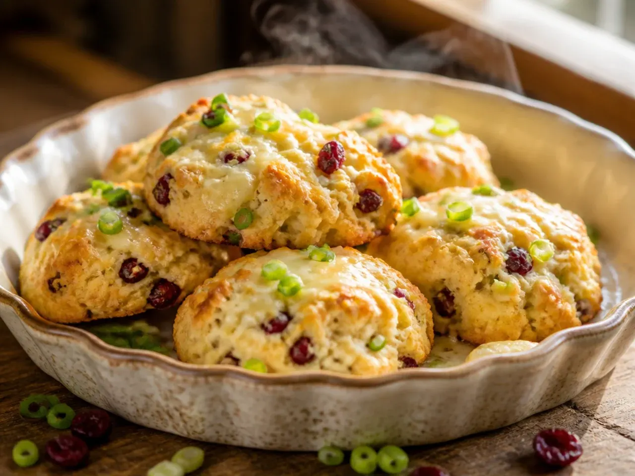 Cranberry and white chocolate scones with melted chocolate pockets