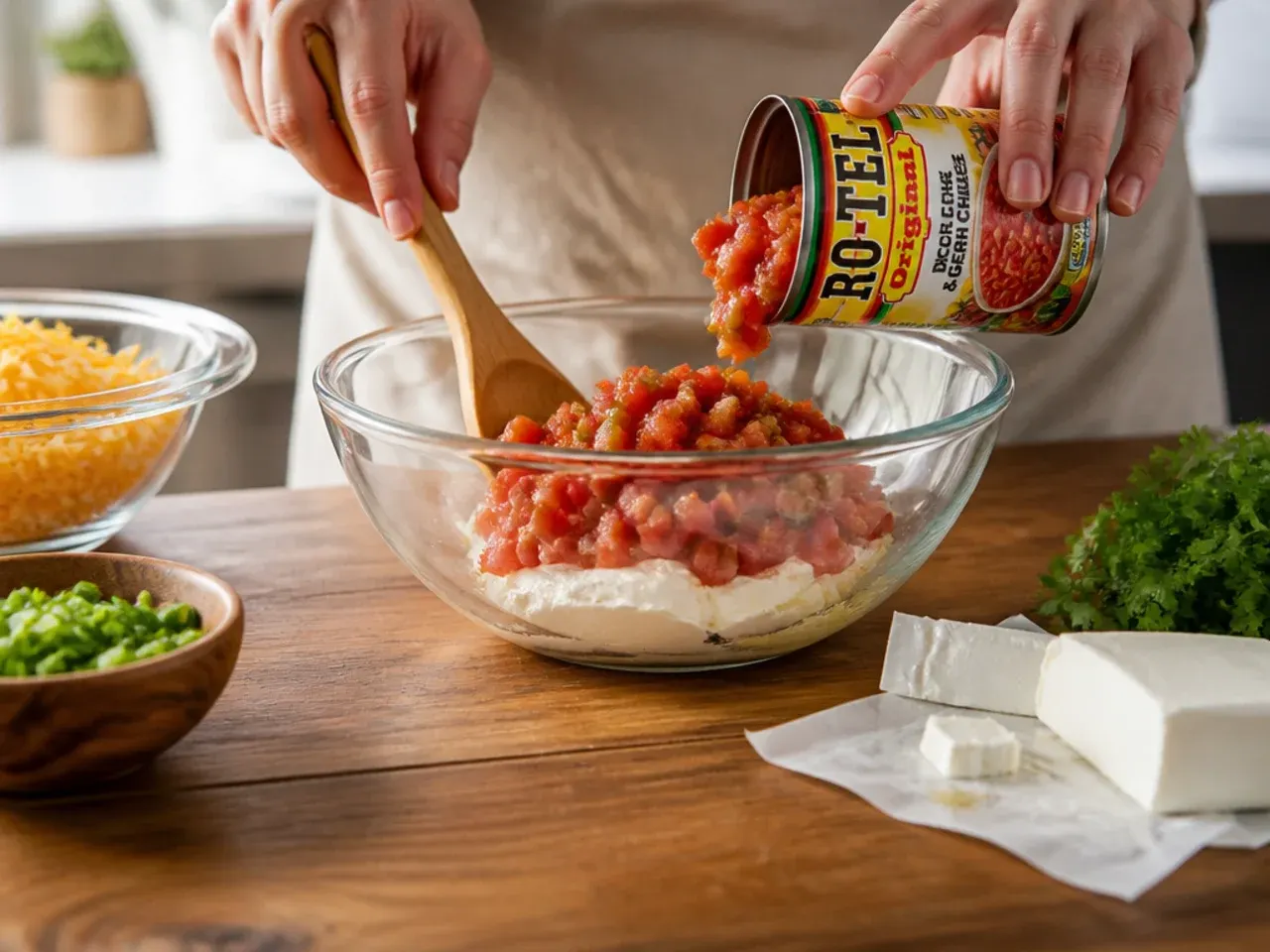 cream cheese rotel dip recipe step 1
