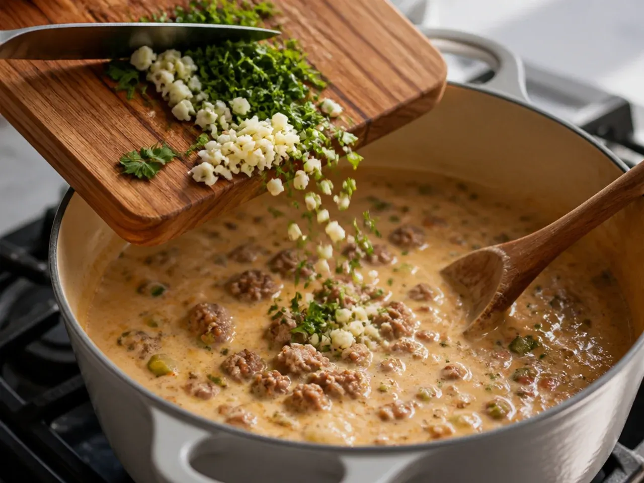 creamy cheeseburger soup recipe step 7