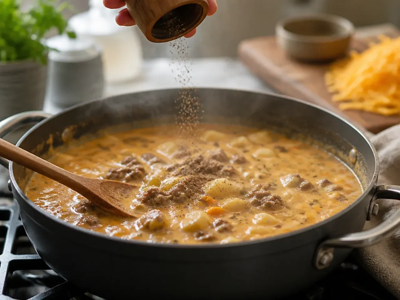 creamy cheeseburger soup recipe step 13