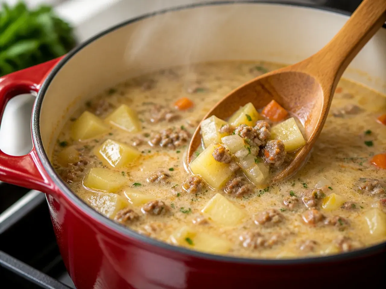 creamy cheeseburger soup recipe step 16