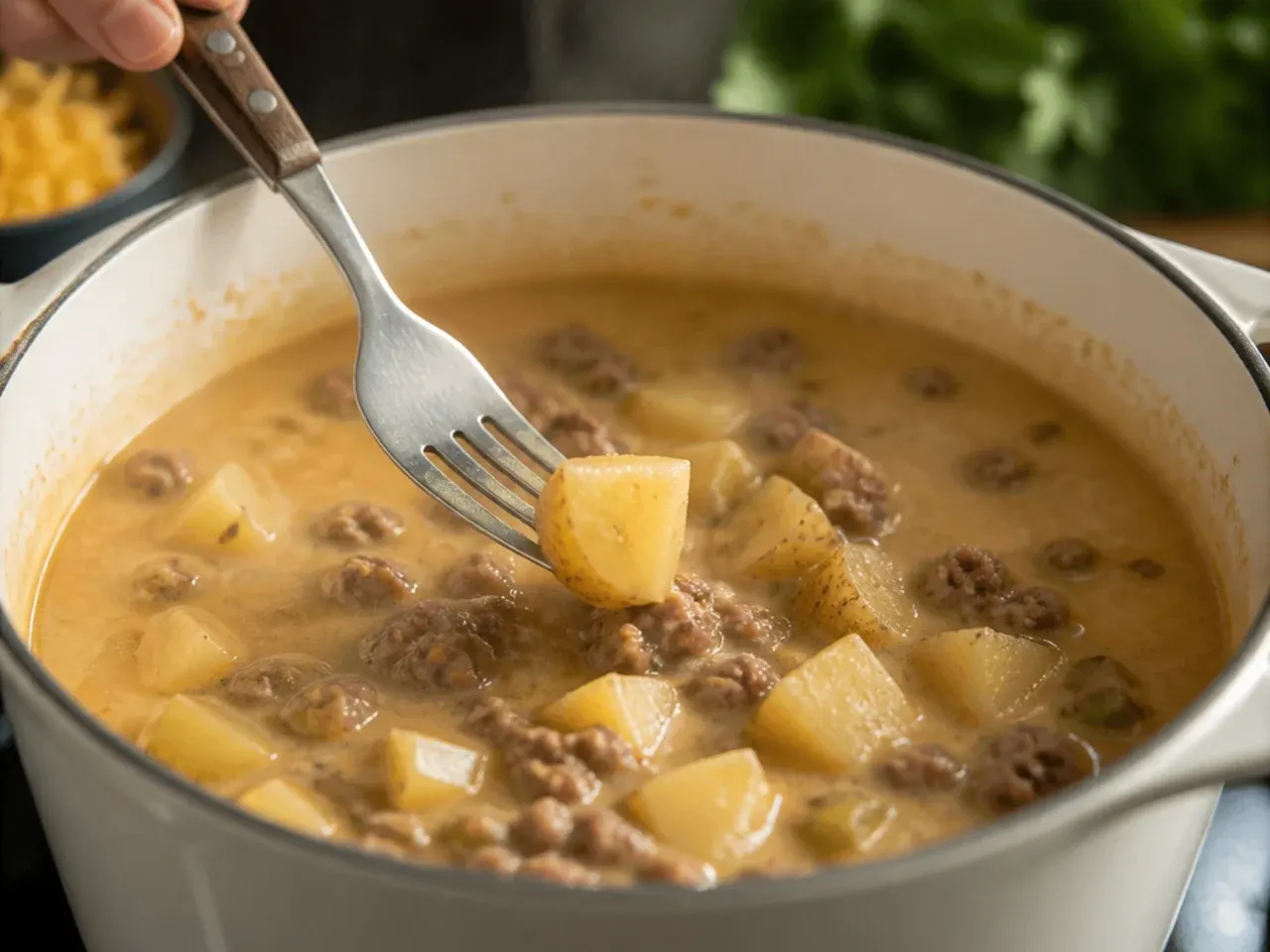 creamy cheeseburger soup recipe step 17
