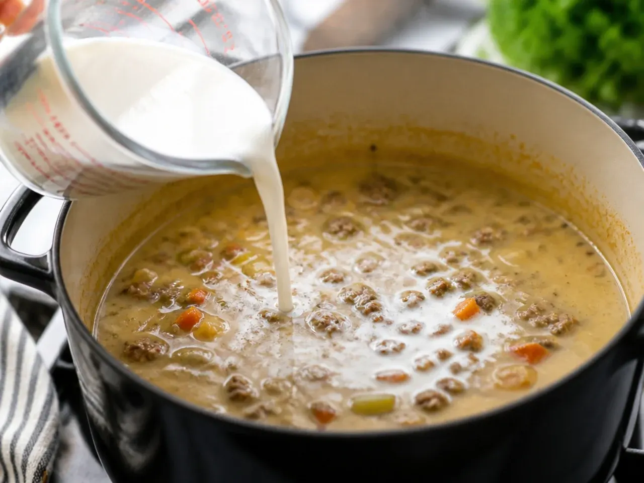 creamy cheeseburger soup recipe step 20