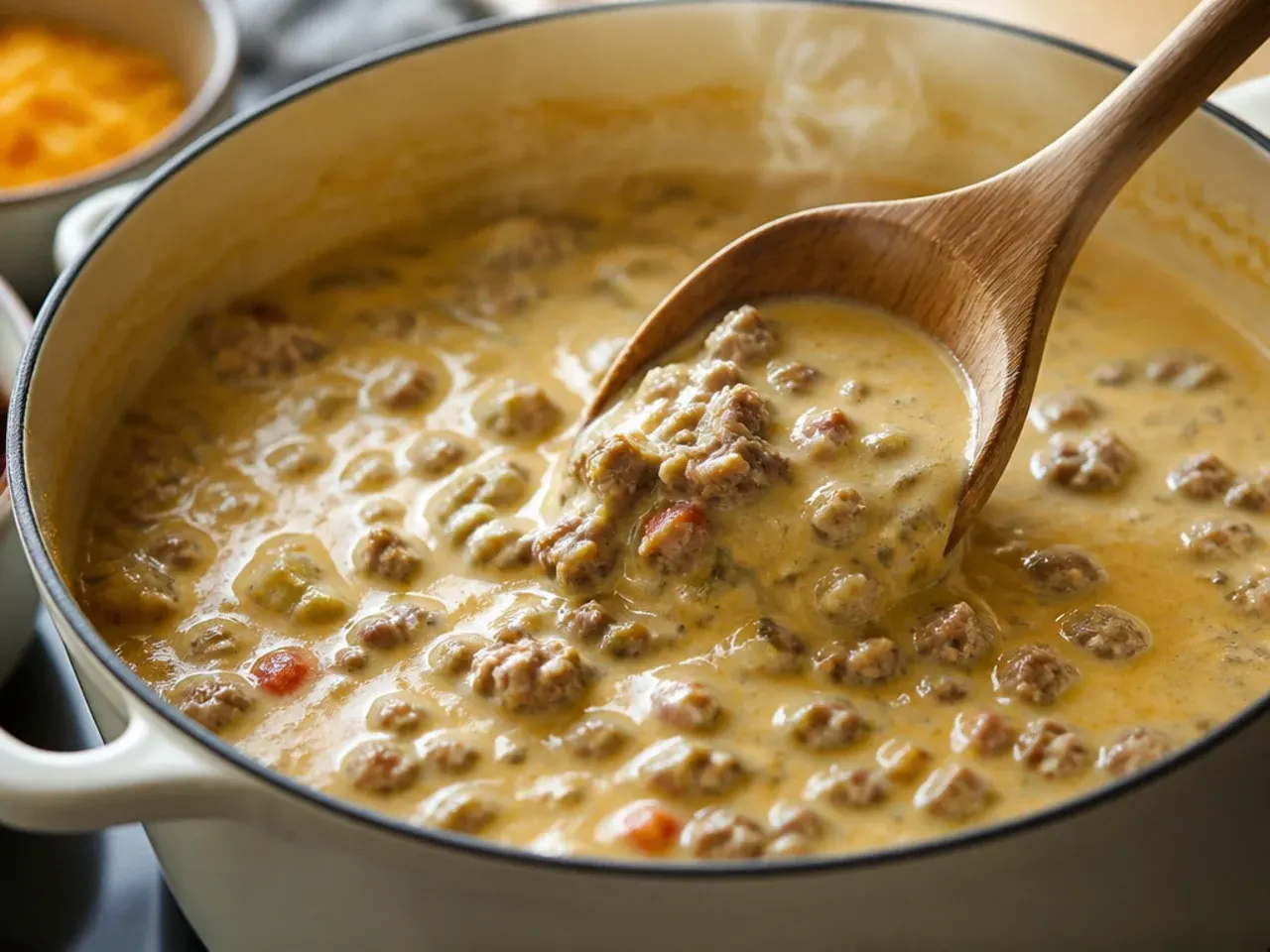 creamy cheeseburger soup recipe step 22