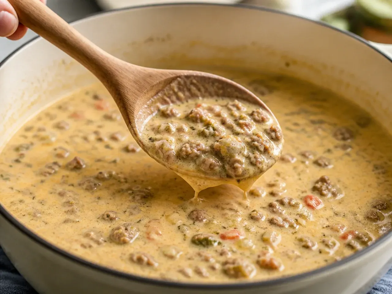 creamy cheeseburger soup recipe step 24