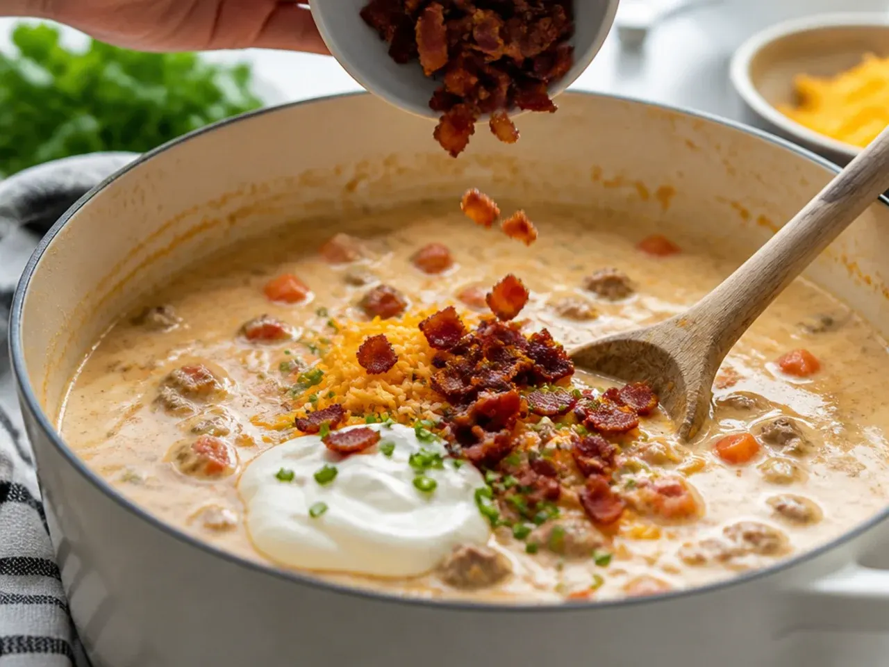 creamy cheeseburger soup recipe step 25