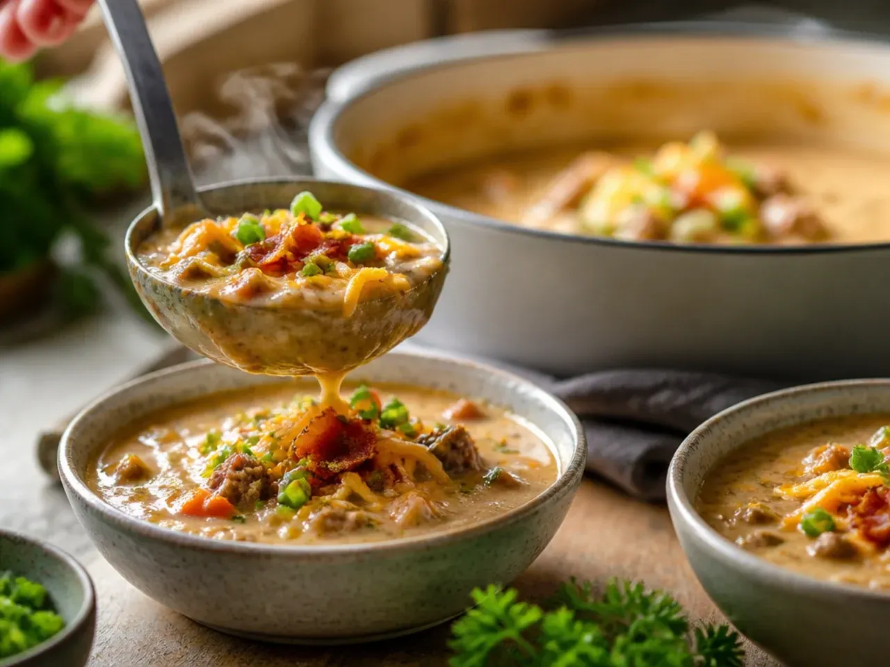 creamy cheeseburger soup recipe step 28