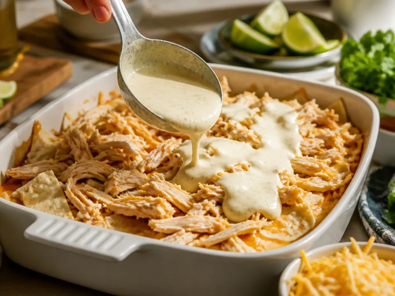 creamy chicken enchilada casserole recipe step 5