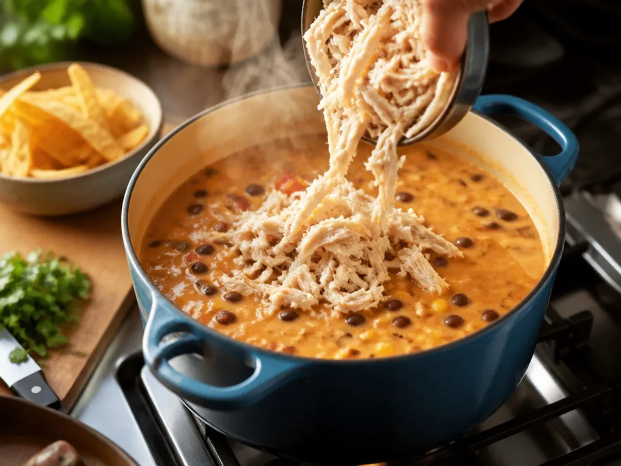 creamy chicken tortilla soup recipe step 4