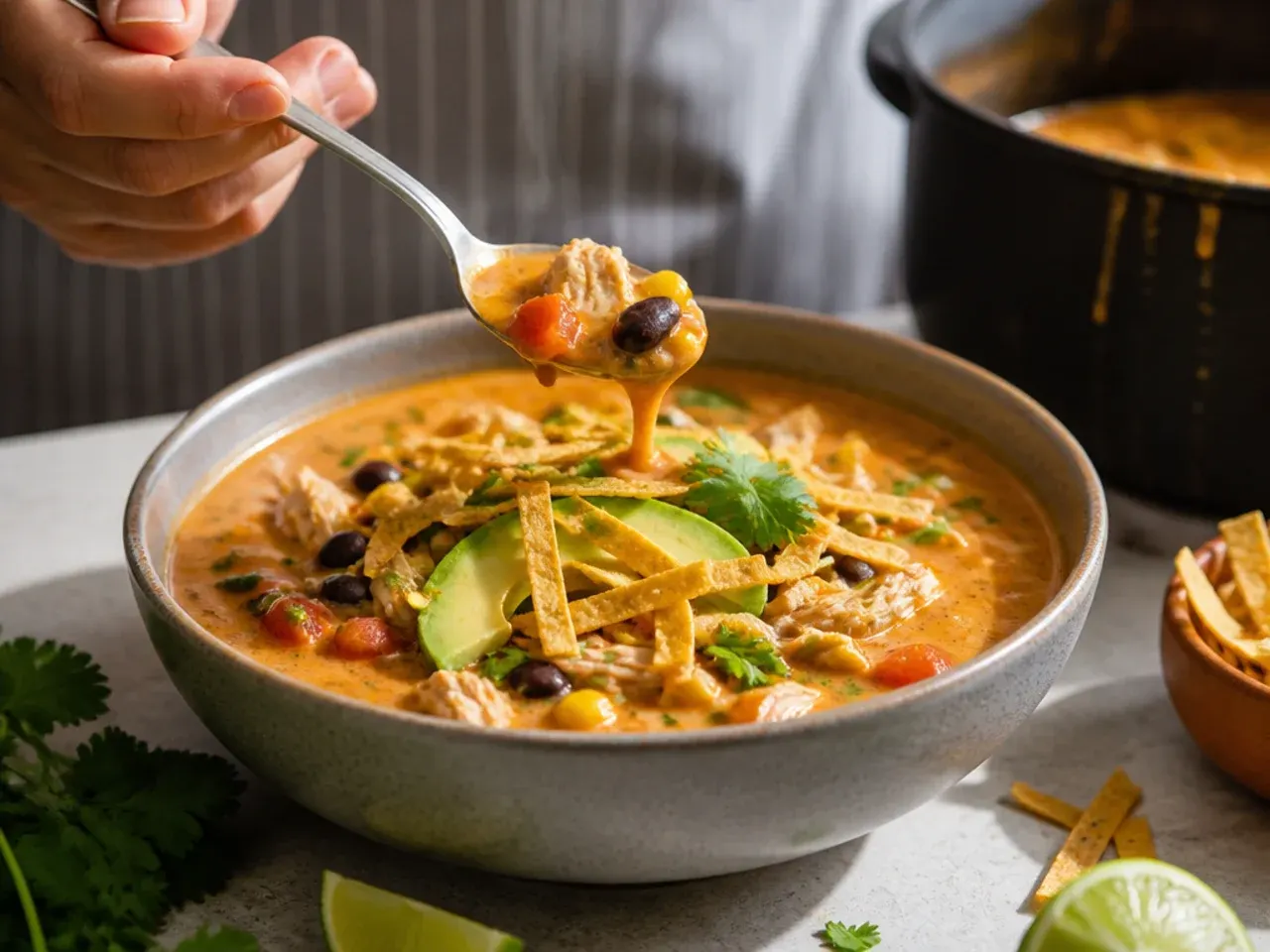 creamy chicken tortilla soup recipe step 7