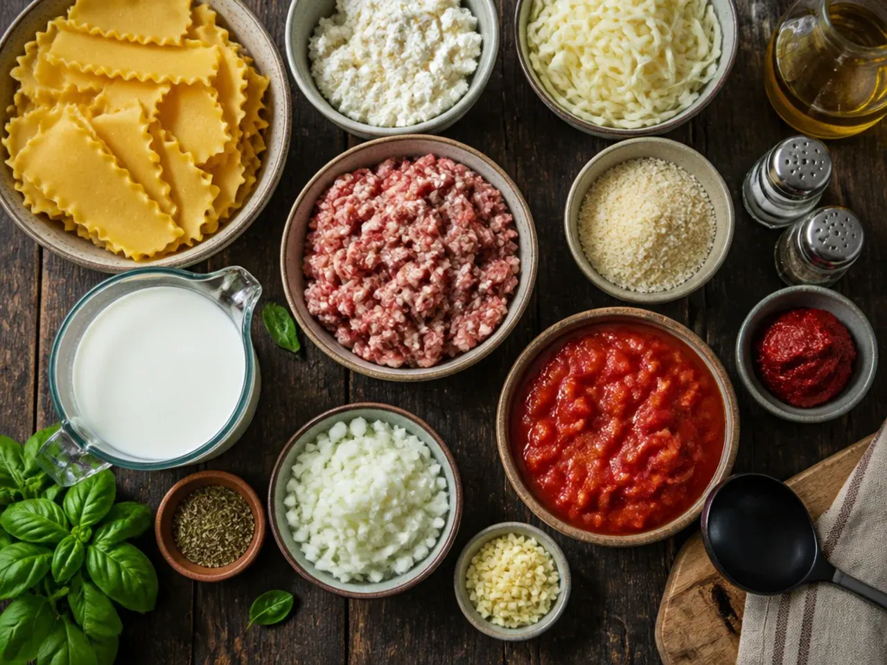 Close-up of a wooden spoon stirring creamy lasagna soup, showing melted cheese and broken noodles