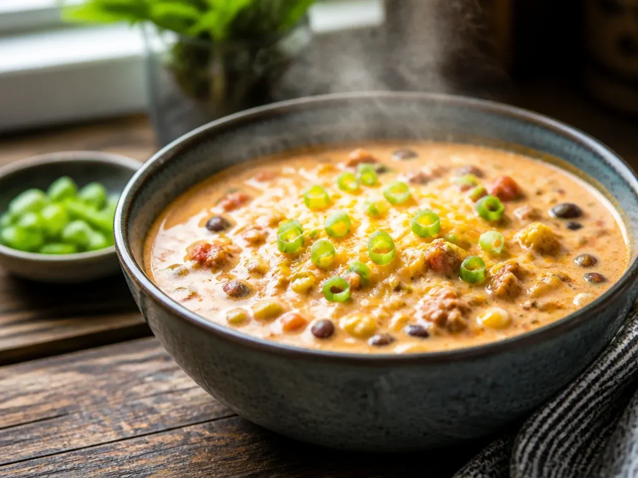 Portions of freezer-friendly taco soup base cooling in containers before freezing