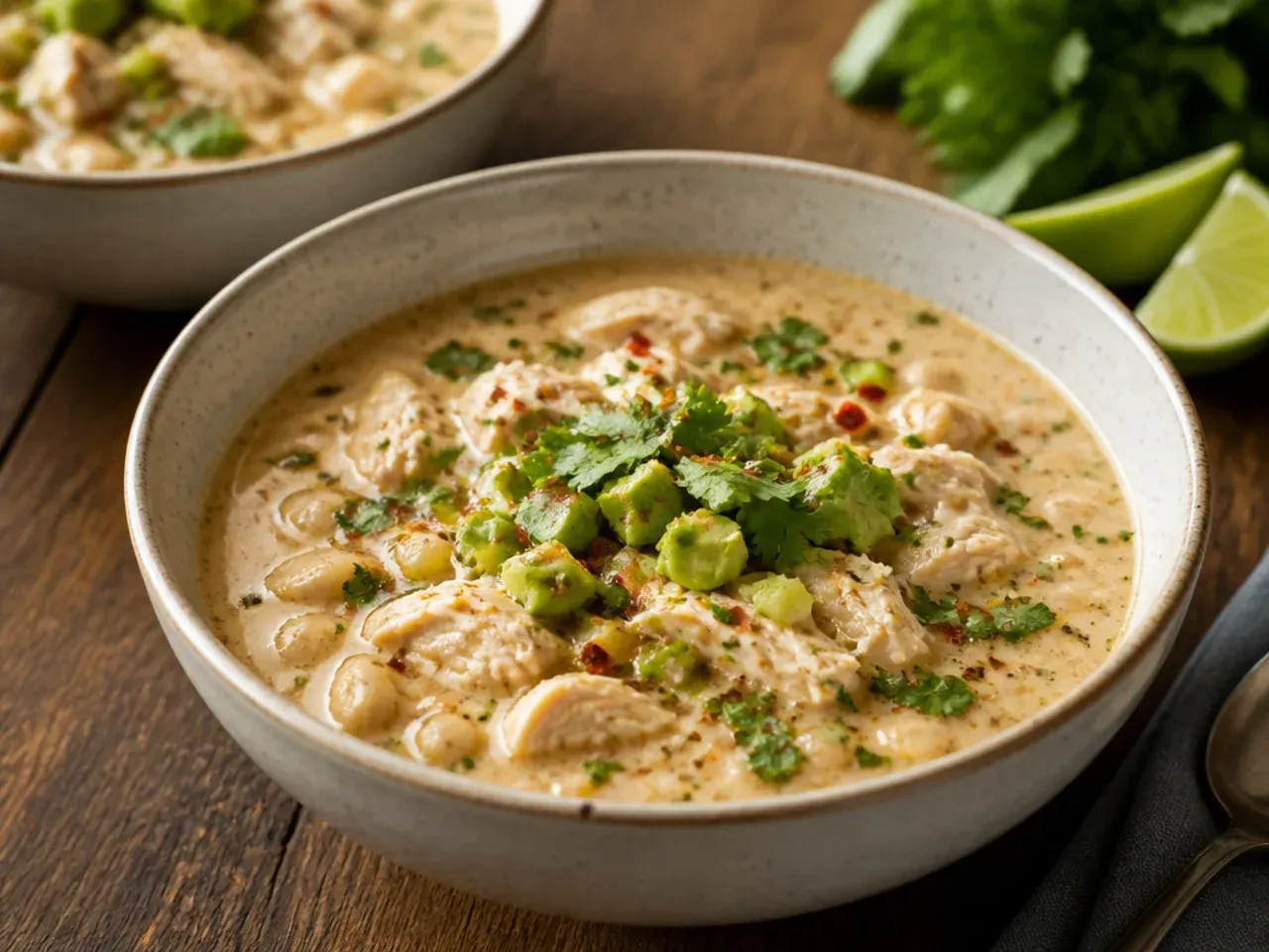 Freezer containers filled with portioned white chicken chili base