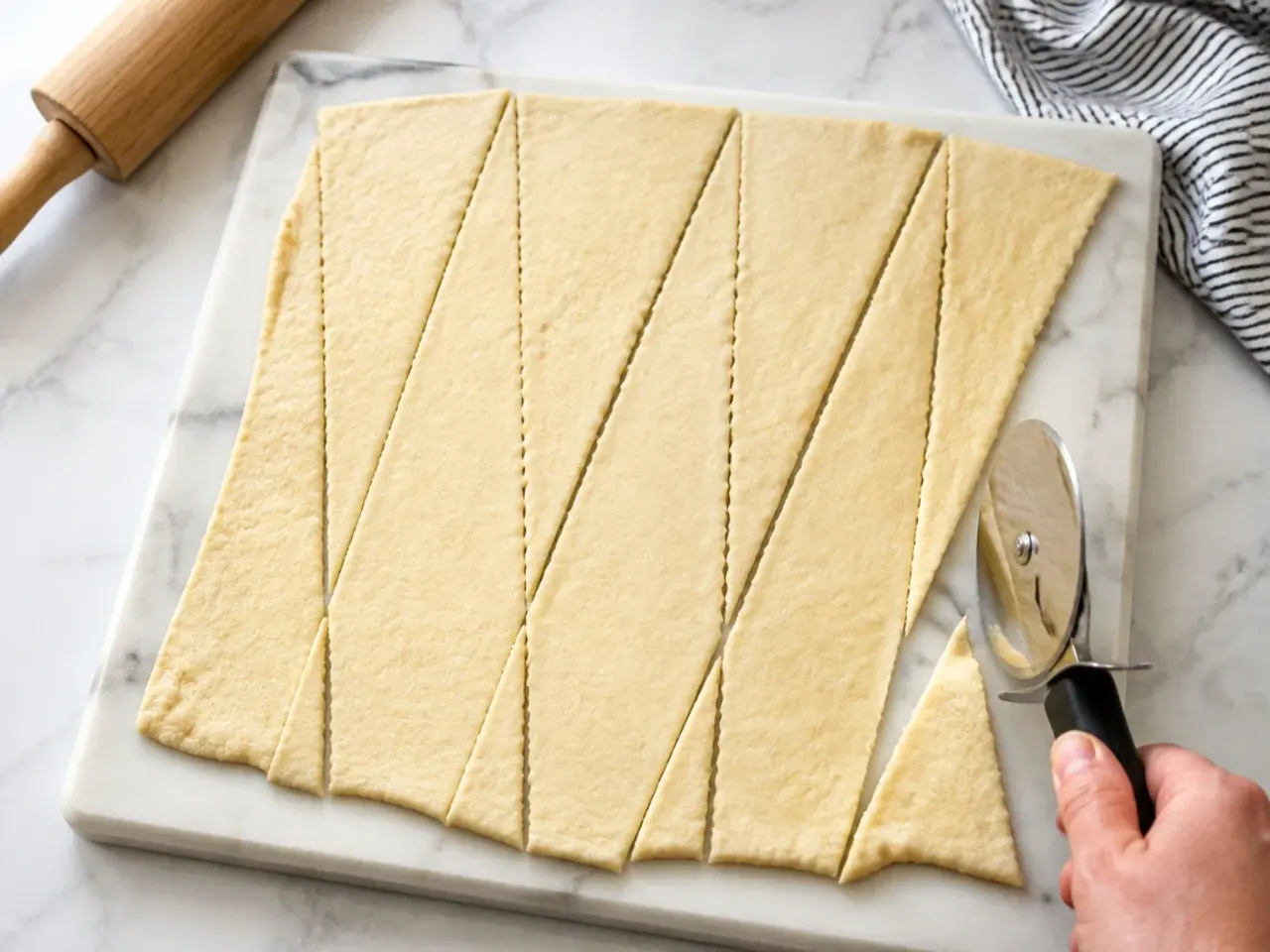 crescent pigs in a blanket — step 2: cut the crescent dough