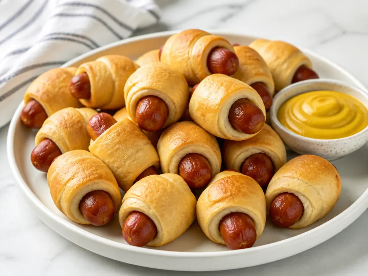 Classic crescent pigs in a blanket wrapped smokies fresh from the oven