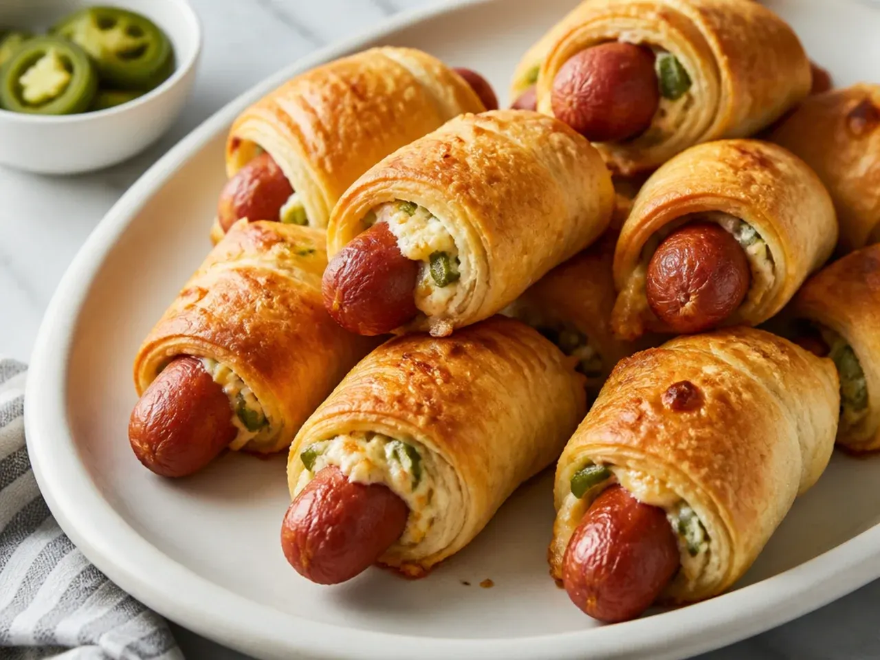 Jalapeno popper crescent pigs in a blanket with cream cheese and pepper
