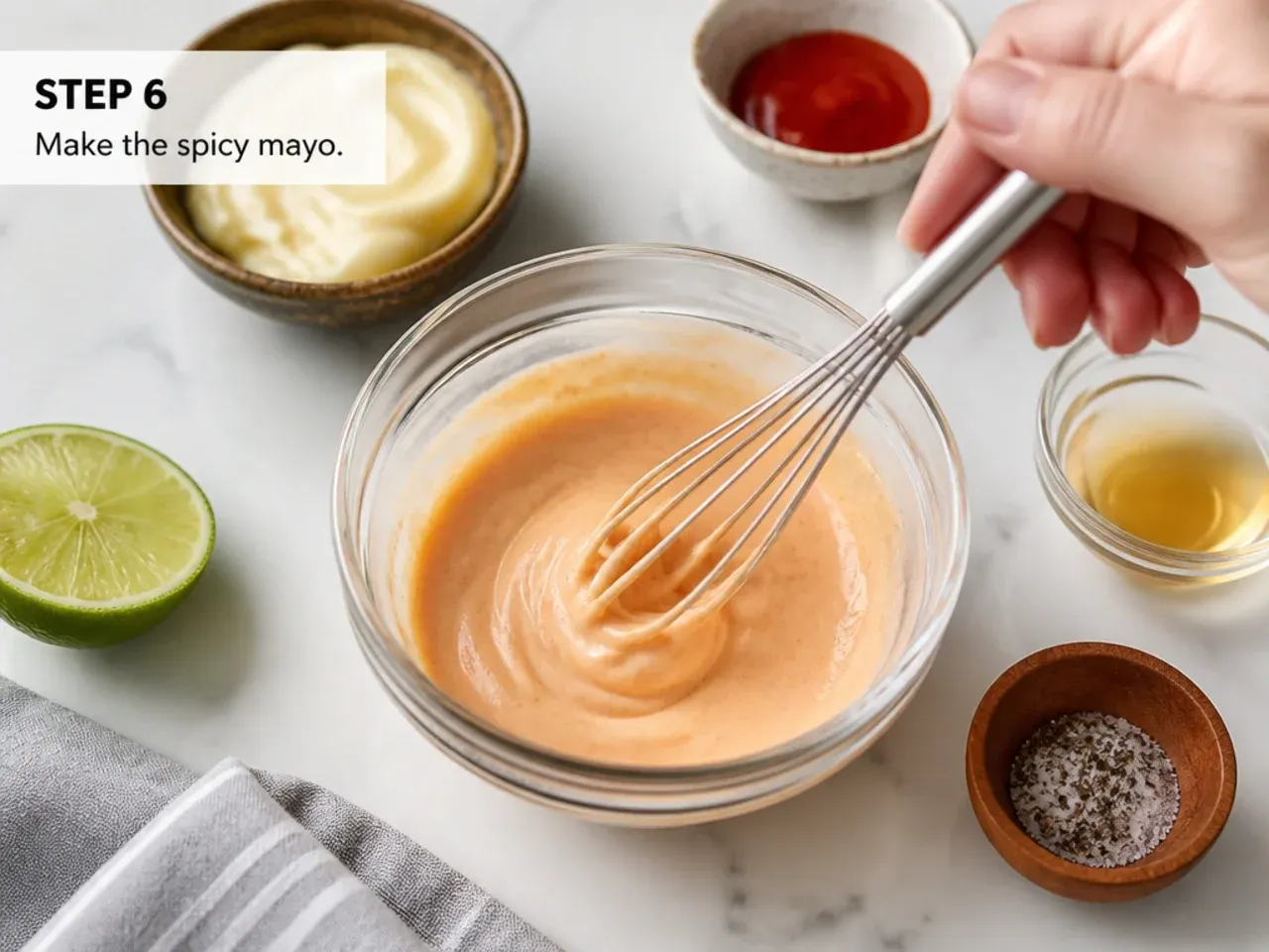 crispy salmon sushi bowl — step 6: make the spicy mayo