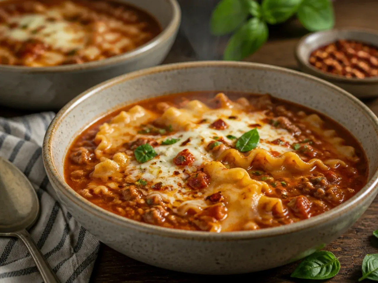 Simple crock pot lasagna soup with jarred marinara base and minimal ingredients laid out