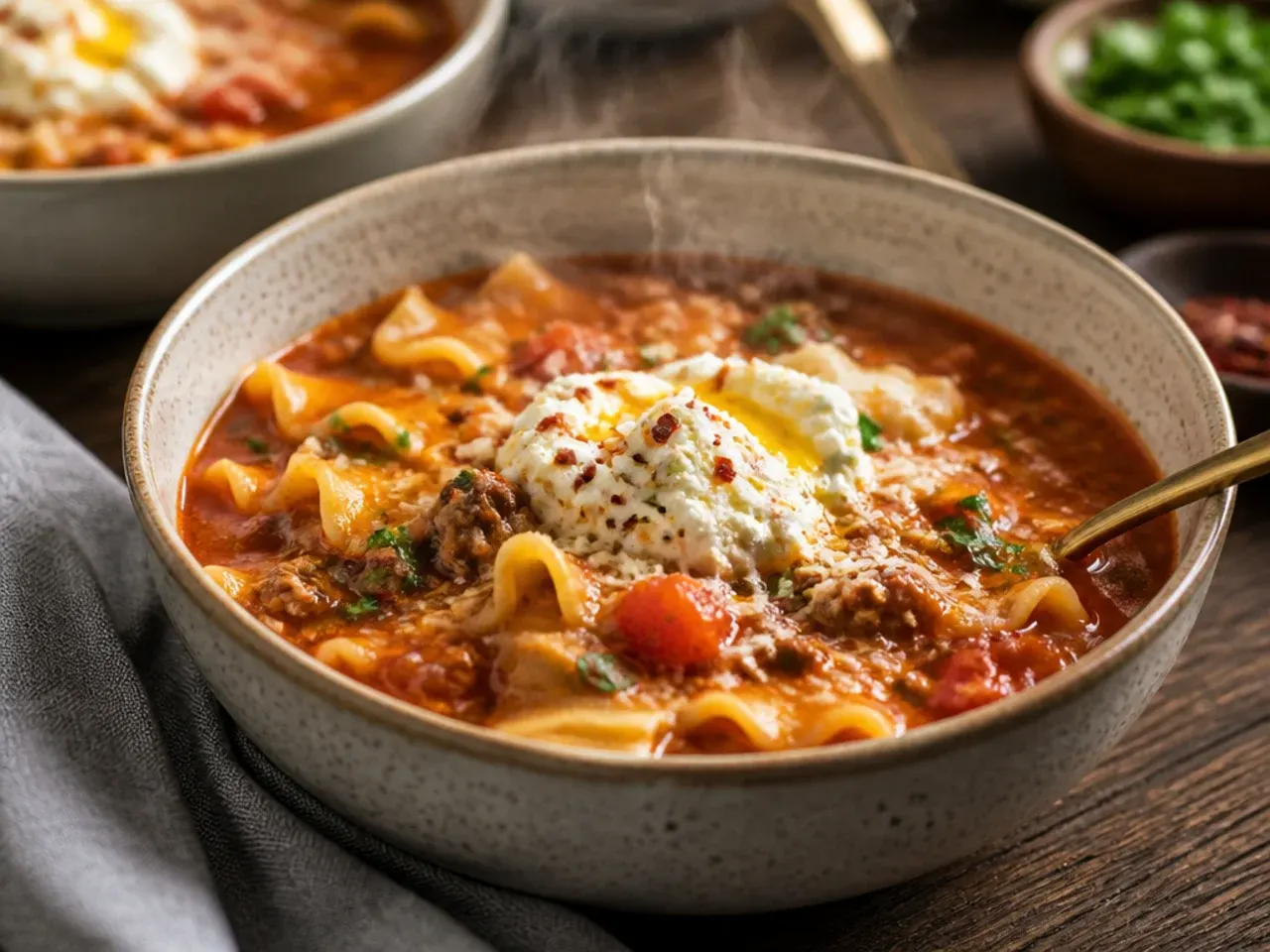 Weeknight crock pot lasagna soup ready in three hours on the high setting
