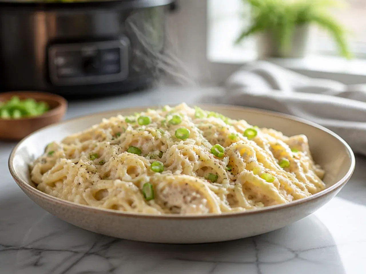 Rotisserie chicken shortcut alfredo pasta ready in under an hour