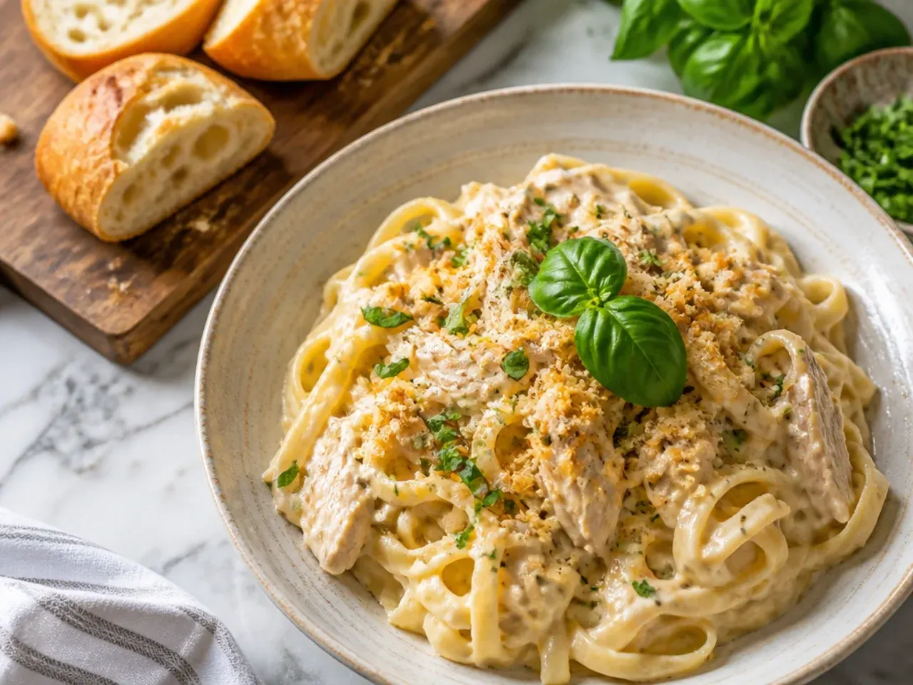 Smoked gouda crockpot chicken alfredo with melted cheese pull